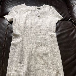 Ann Taylor shift dress.  Brand New with tag.  Off white with black woven stitch.